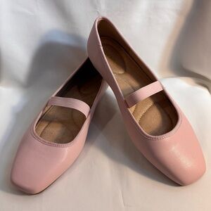 OLD NAVY Sz Abolone Ballet Flats Square Toe Eleastic Light Pink NEW WITH TAG